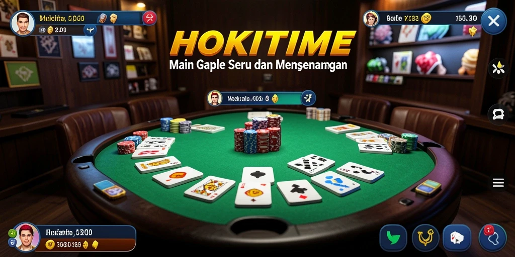 Screenshot HOKITIME menampilkan gameplay Gaple yang seru dan interaktif.