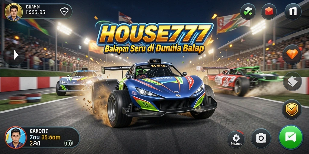 Gameplay Racing yang mendebarkan dengan mobil balap yang cepat.