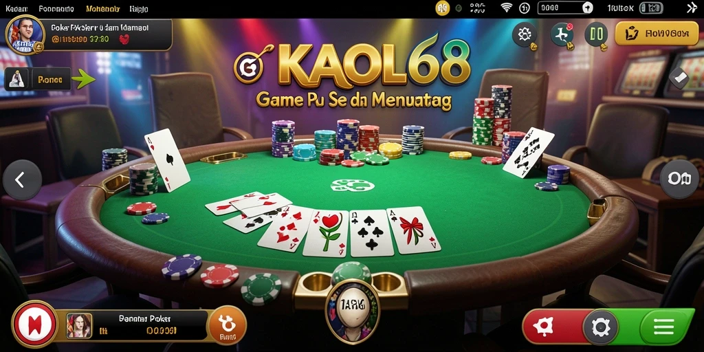 Tampilan gameplay KAOL68 menunjukkan suasana Poker yang menegangkan dan menarik.