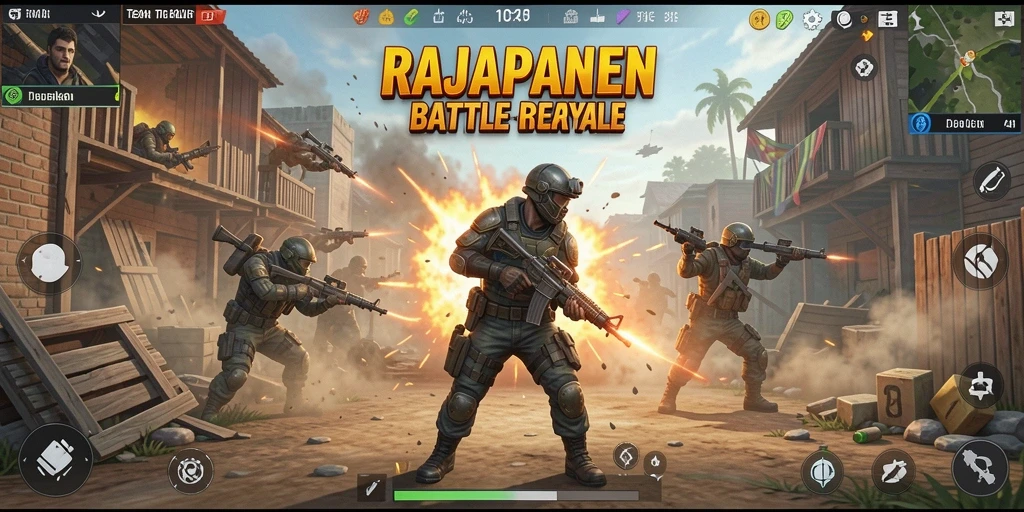 Tampilkan gameplay seru dalam RAJAPANEN Battle Royale.