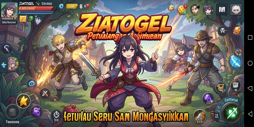 Screenshot gameplay ZIATOGEL menampilkan pertarungan seru karakter anime.
